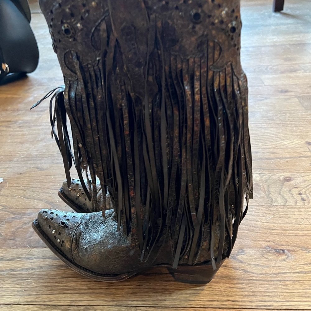 Corral Brown Fringed Heeled Boots